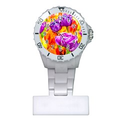 Tulip Flowers Plastic Nurses Watch by FunnyCow