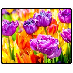 Tulip Flowers Double Sided Fleece Blanket (medium)  by FunnyCow