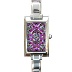 Multicolored Floral Collage Pattern 7200 Rectangle Italian Charm Watch by dflcprints