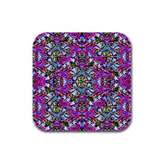 Multicolored Floral Collage Pattern 7200 Rubber Square Coaster (4 Pack)  by dflcprints