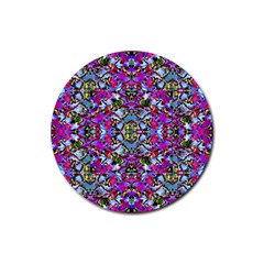 Multicolored Floral Collage Pattern 7200 Rubber Round Coaster (4 Pack)  by dflcprints