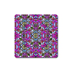 Multicolored Floral Collage Pattern 7200 Square Magnet