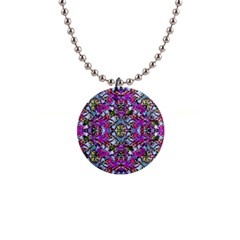 Multicolored Floral Collage Pattern 7200 Button Necklaces