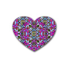 Multicolored Floral Collage Pattern 7200 Rubber Coaster (heart)  by dflcprints