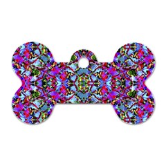 Multicolored Floral Collage Pattern 7200 Dog Tag Bone (two Sides) by dflcprints