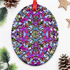 Multicolored Floral Collage Pattern 7200 Ornament (oval Filigree) by dflcprints