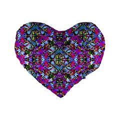 Multicolored Floral Collage Pattern 7200 Standard 16  Premium Heart Shape Cushions by dflcprints