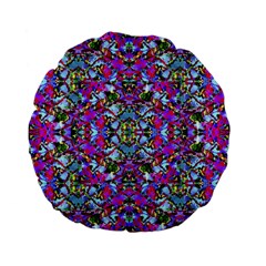 Multicolored Floral Collage Pattern 7200 Standard 15  Premium Flano Round Cushions by dflcprints