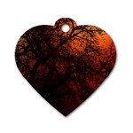 Sunset Silhouette Winter Tree Dog Tag Heart (Two Sides) Front