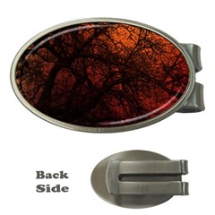 Sunset Silhouette Winter Tree Money Clip (oval)