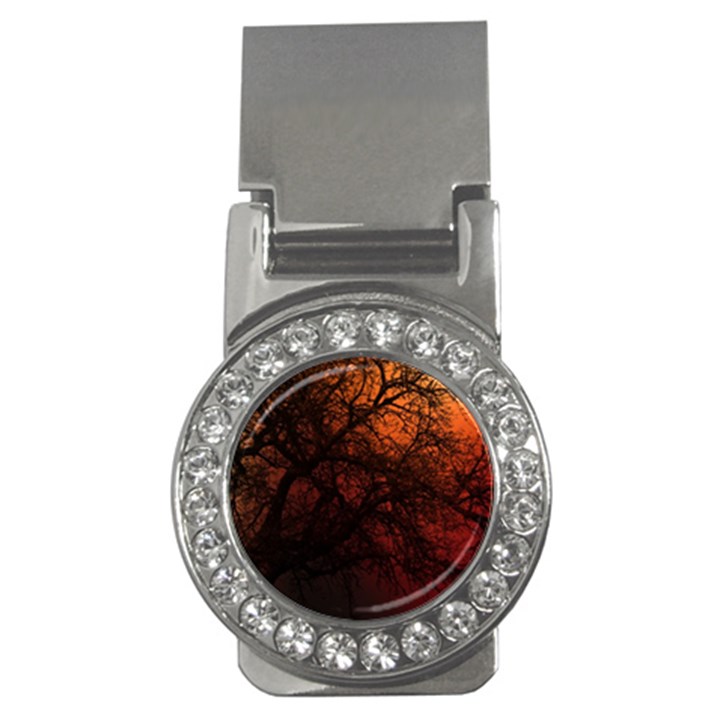 Sunset Silhouette Winter Tree Money Clip (CZ)