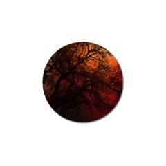 Sunset Silhouette Winter Tree Golf Ball Marker