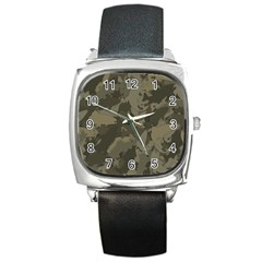 Country Boy Fishing Camouflage Pattern Square Metal Watch by Bigfootshirtshop