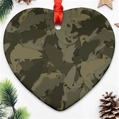 Country Boy Fishing Camouflage Pattern Heart Ornament (two Sides) by Bigfootshirtshop