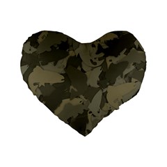 Country Boy Fishing Camouflage Pattern Standard 16  Premium Heart Shape Cushions by Bigfootshirtshop