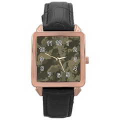 Country Boy Fishing Camouflage Pattern Rose Gold Leather Watch  by Bigfootshirtshop