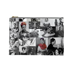 Frida Kahlo Pattern Cosmetic Bag (large)  by Valentinaart