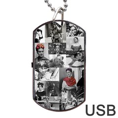 Frida Kahlo Pattern Dog Tag Usb Flash (two Sides) by Valentinaart