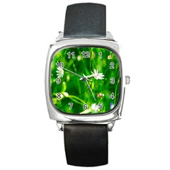 Inside The Grass Square Metal Watch