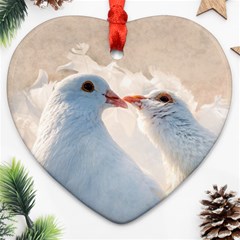 Doves In Love Ornament (heart) by FunnyCow