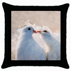 Doves In Love Throw Pillow Case (black) by FunnyCow