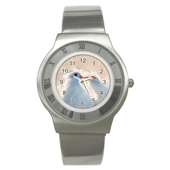 Doves In Love Stainless Steel Watch