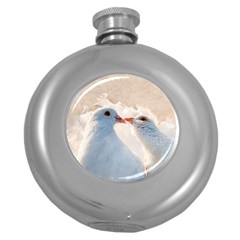 Doves In Love Round Hip Flask (5 Oz) by FunnyCow