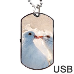 Doves In Love Dog Tag Usb Flash (two Sides) by FunnyCow