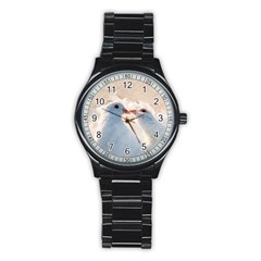 Doves In Love Stainless Steel Round Watch by FunnyCow