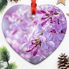 Pink Lilac Flowers Ornament (heart) by FunnyCow