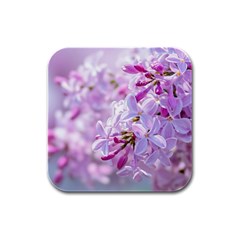 Pink Lilac Flowers Rubber Square Coaster (4 Pack)  by FunnyCow