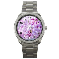 Pink Lilac Flowers Sport Metal Watch by FunnyCow