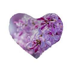 Pink Lilac Flowers Standard 16  Premium Heart Shape Cushions by FunnyCow