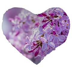 Pink Lilac Flowers Large 19  Premium Heart Shape Cushions by FunnyCow