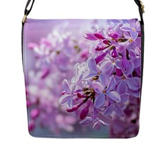 Pink Lilac Flowers Flap Messenger Bag (l)  by FunnyCow