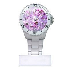 Pink Lilac Flowers Plastic Nurses Watch by FunnyCow