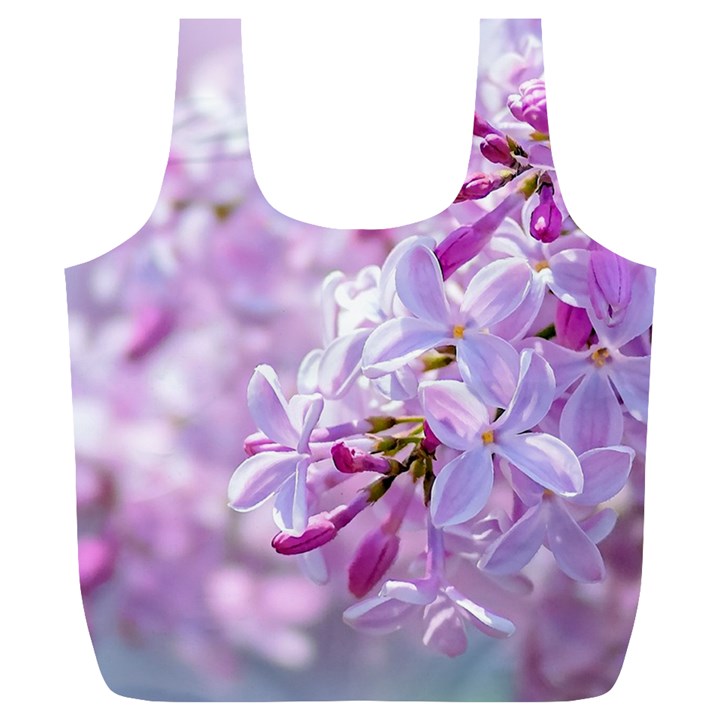 Pink Lilac Flowers Full Print Recycle Bags (L) 