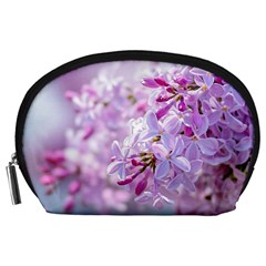 Pink Lilac Flowers Accessory Pouches (large)  by FunnyCow