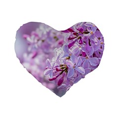 Pink Lilac Flowers Standard 16  Premium Flano Heart Shape Cushions by FunnyCow