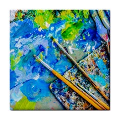 Artist Palette And Brushes Tile Coasters by FunnyCow