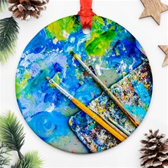 Artist Palette And Brushes Ornament (round) by FunnyCow