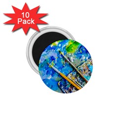 Artist Palette And Brushes 1 75  Magnets (10 Pack)  by FunnyCow