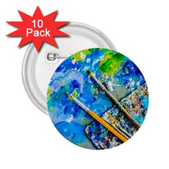 Artist Palette And Brushes 2 25  Buttons (10 Pack)  by FunnyCow