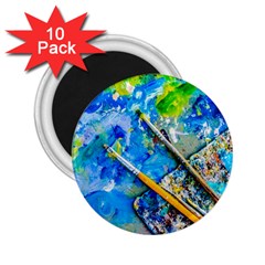 Artist Palette And Brushes 2 25  Magnets (10 Pack)  by FunnyCow