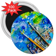 Artist Palette And Brushes 3  Magnets (100 Pack) by FunnyCow