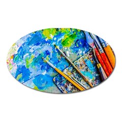 Artist Palette And Brushes Oval Magnet by FunnyCow