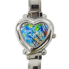 Artist Palette And Brushes Heart Italian Charm Watch by FunnyCow