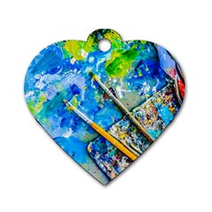 Artist Palette And Brushes Dog Tag Heart (two Sides) by FunnyCow