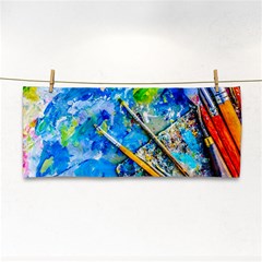 Artist Palette And Brushes Hand Towel by FunnyCow