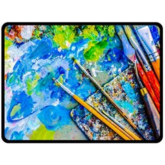 Artist Palette And Brushes Fleece Blanket (large)  by FunnyCow